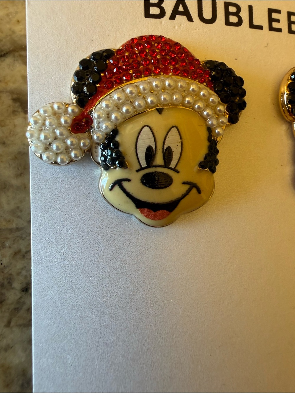 BaubleBar Disney Mickey Mouse Santa Earrings